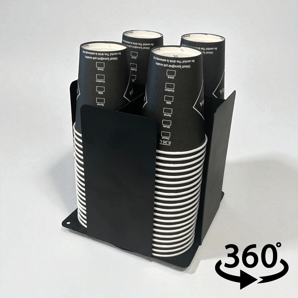 Karton Bardaklar için 16 oz Uyumlu,  4 Bölmeli Döner Tip Stand