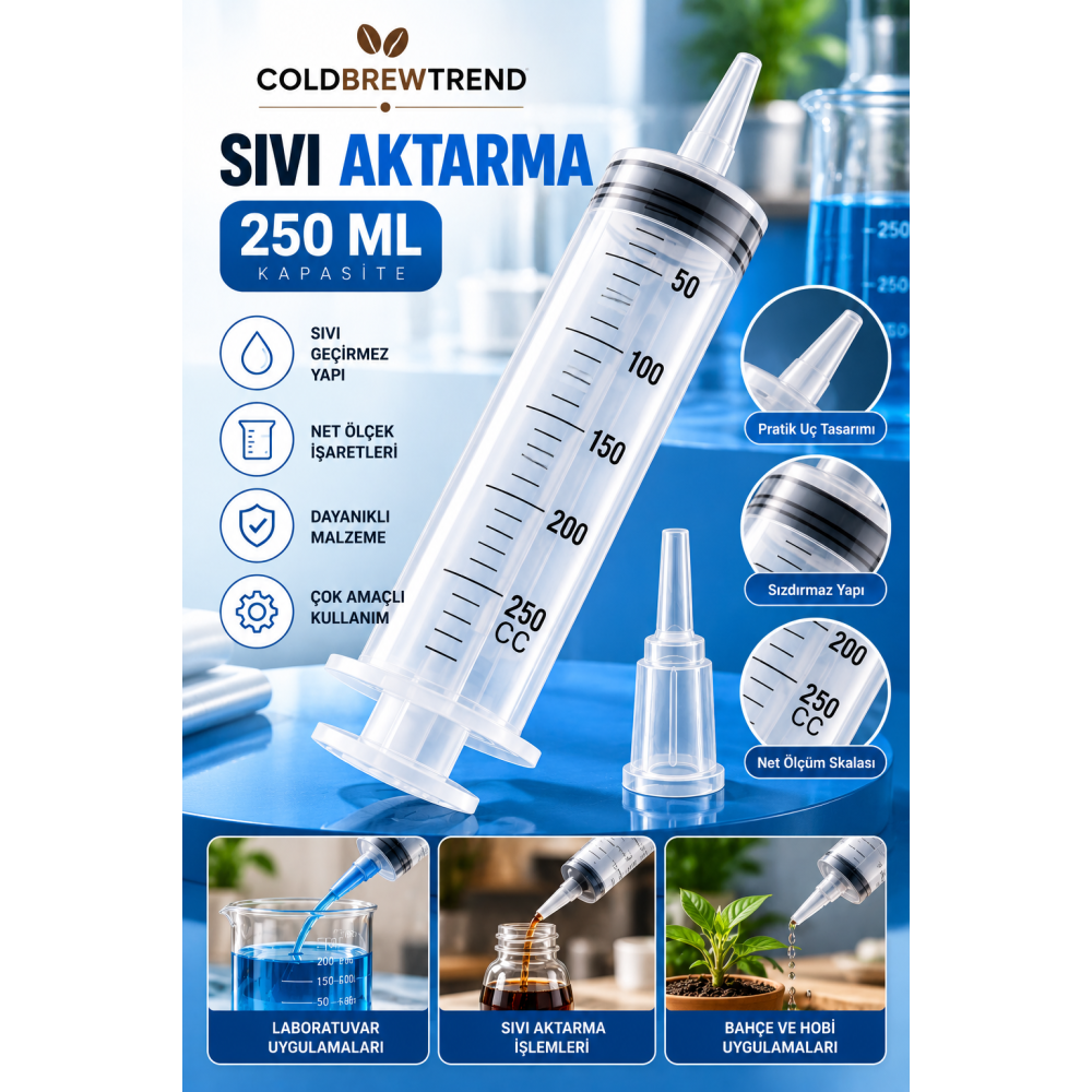 250 ml Büyük Boy Şırınga - Sıvı Transfer ve Mama Şırıngası - Çok Amaçlı Enjektör