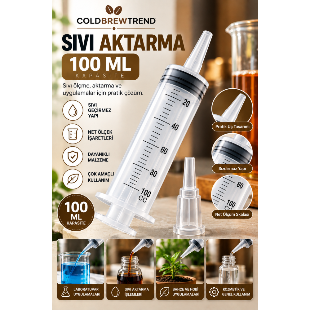 100 ml Büyük Boy Şırınga - Sıvı Transfer ve Mama Şırıngası - Çok Amaçlı Enjektör