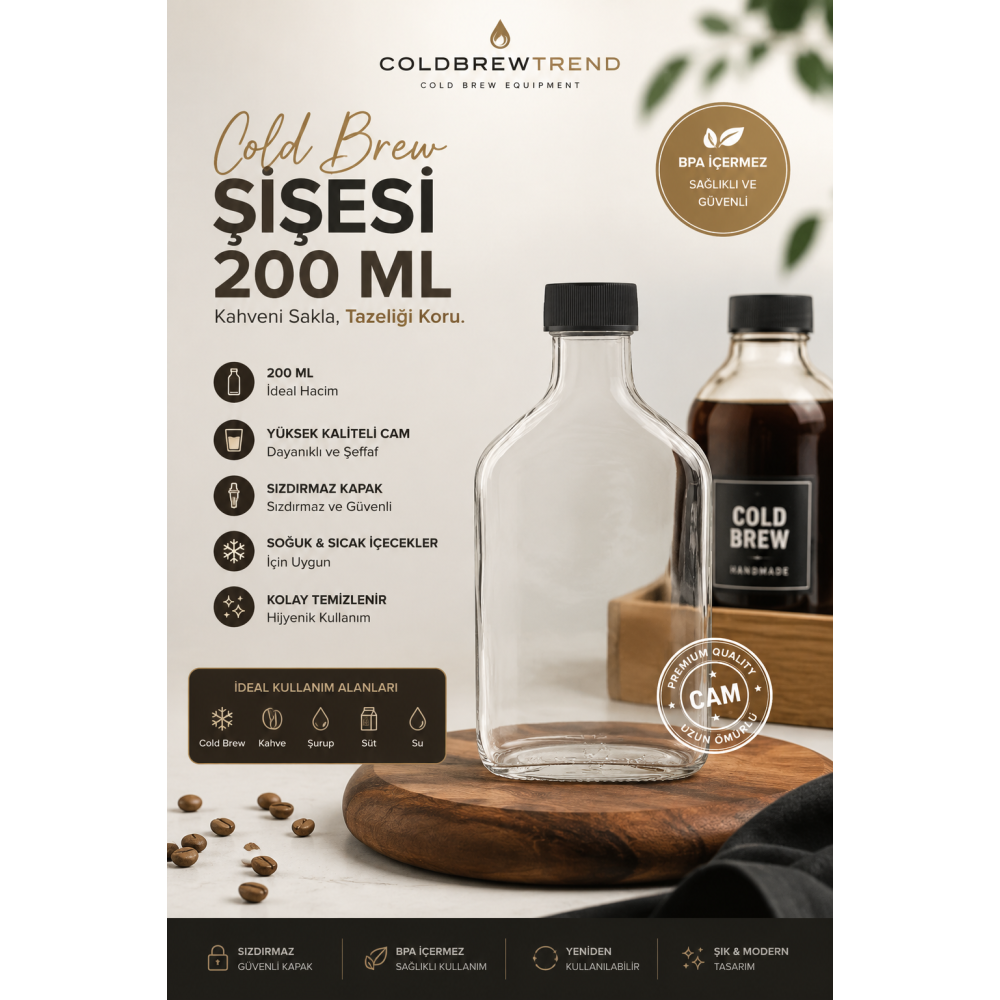 Coldbrew Şişesi 200 ml - 6 Adetli