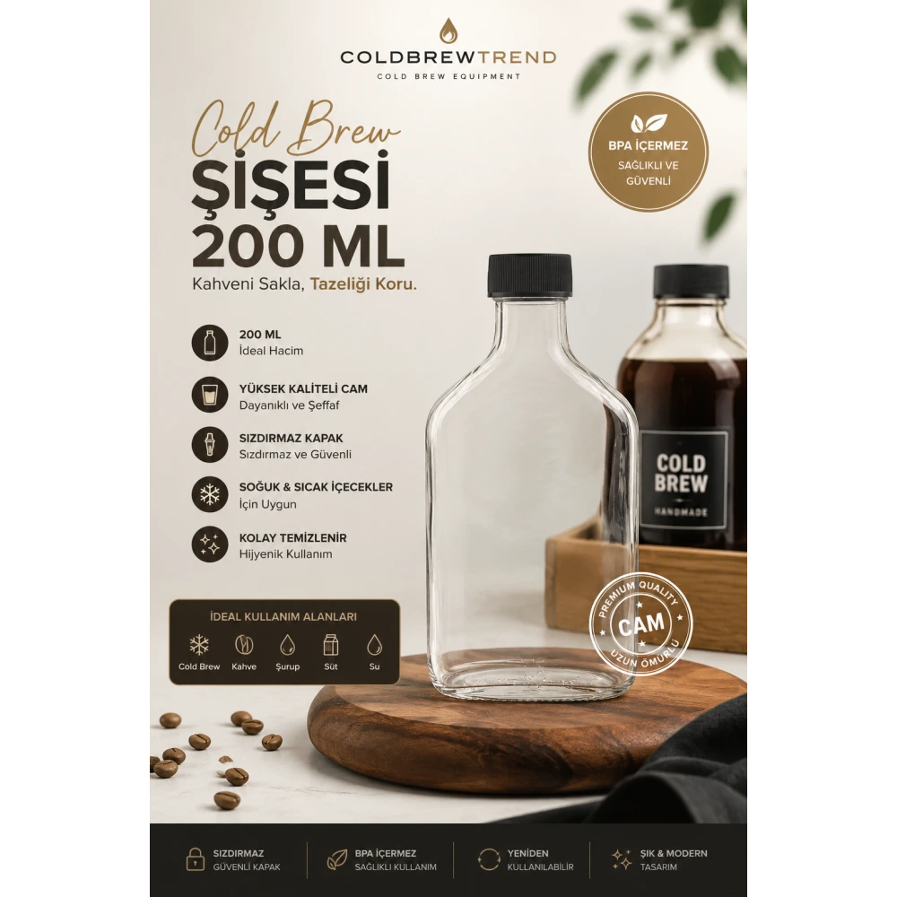 Coldbrew Şişesi 200 ml - 12 Adetli