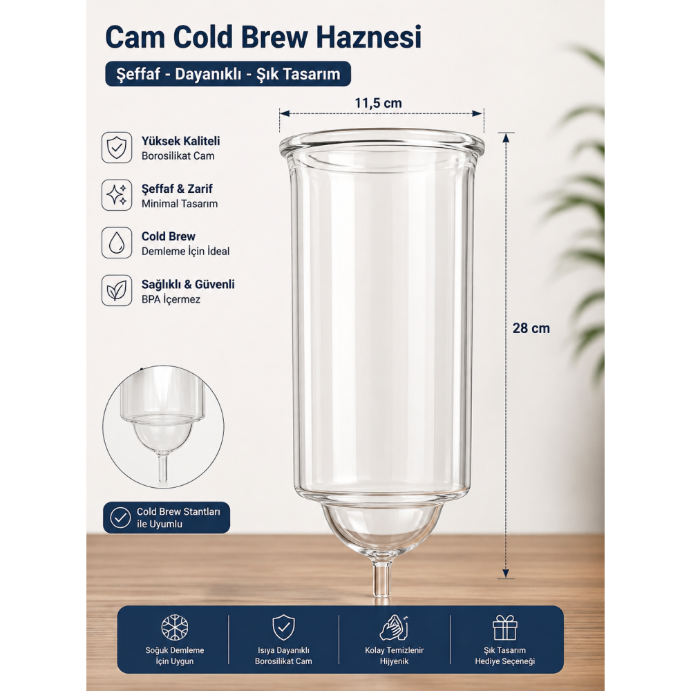 Coldbrew Kahve Beheri Yedek Cam 1 Litre - 