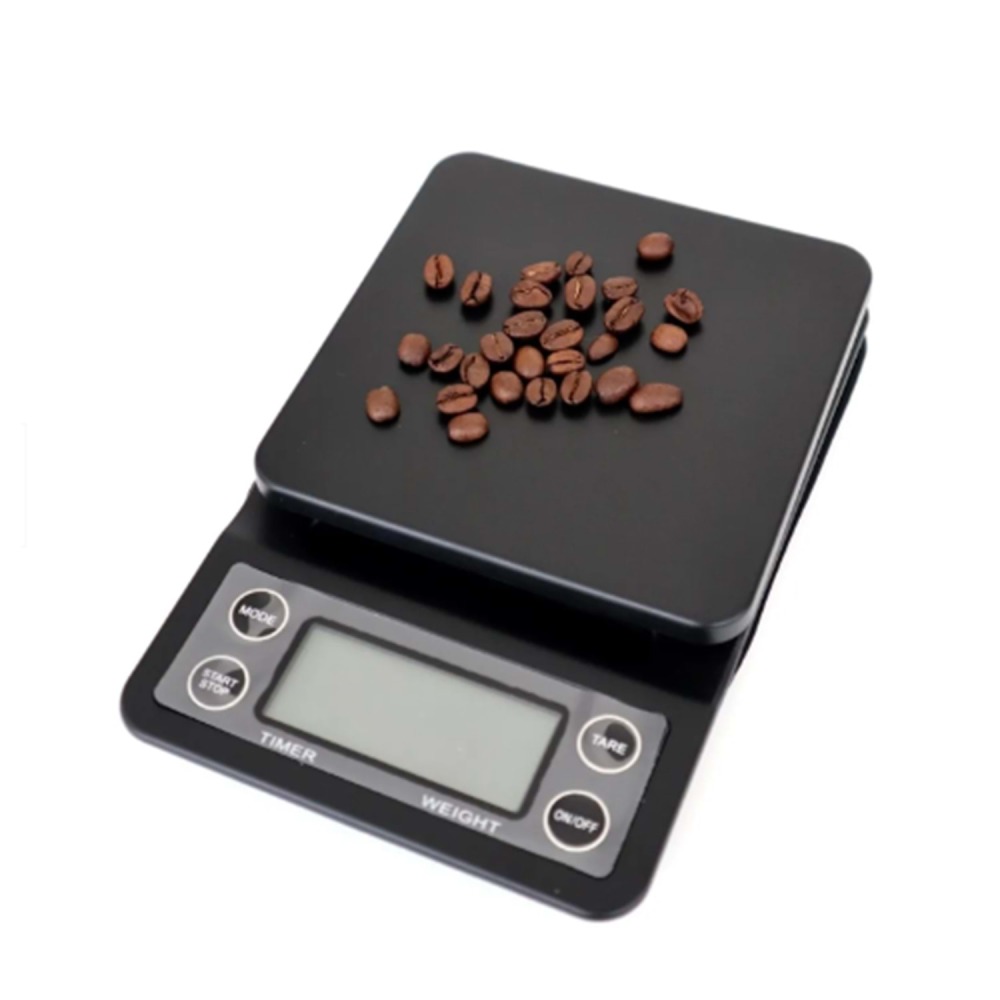 Dijital Kahve Tartısı ve Zamanlayıcı 0.1g Hassasiyet 3kg Kapasiteli Barista Tartısı Siyah