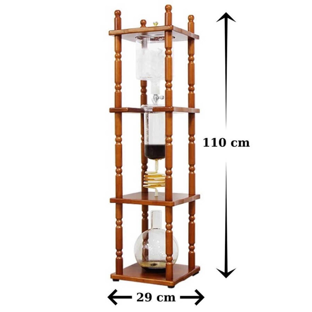 Cold Drip Kahve Demleme Kulesi 3 Litre | Ahşap Tasarım Kahverengi